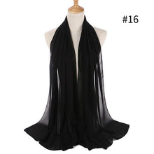 将图片加载到图库查看器，Winter Fashion Long Solid Color Soft Muslim Bubble Chiffon Hijab Scarf Shawls Hijab Elegant Scarf Wrap Lightweight Islamic Head Wear Escharpe Shawls Headband Wraps Lightweight Head Scarves Ladies Hijabs For  Women
