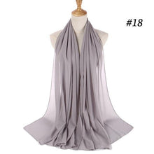 将图片加载到图库查看器，Winter Fashion Long Solid Color Soft Muslim Bubble Chiffon Hijab Scarf Shawls Hijab Elegant Scarf Wrap Lightweight Islamic Head Wear Escharpe Shawls Headband Wraps Lightweight Head Scarves Ladies Hijabs For  Women

