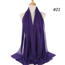 将图片加载到图库查看器，Winter Fashion Long Solid Color Soft Muslim Bubble Chiffon Hijab Scarf Shawls Hijab Elegant Scarf Wrap Lightweight Islamic Head Wear Escharpe Shawls Headband Wraps Lightweight Head Scarves Ladies Hijabs For  Women
