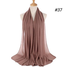 将图片加载到图库查看器，Winter Fashion Long Solid Color Soft Muslim Bubble Chiffon Hijab Scarf Shawls Hijab Elegant Scarf Wrap Lightweight Islamic Head Wear Escharpe Shawls Headband Wraps Lightweight Head Scarves Ladies Hijabs For  Women

