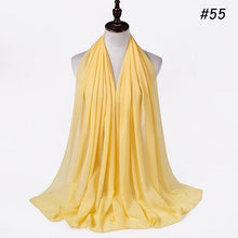 将图片加载到图库查看器，Winter Fashion Long Solid Color Soft Muslim Bubble Chiffon Hijab Scarf Shawls Hijab Elegant Scarf Wrap Lightweight Islamic Head Wear Escharpe Shawls Headband Wraps Lightweight Head Scarves Ladies Hijabs For  Women
