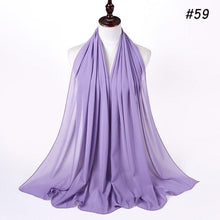 将图片加载到图库查看器，Winter Fashion Long Solid Color Soft Muslim Bubble Chiffon Hijab Scarf Shawls Hijab Elegant Scarf Wrap Lightweight Islamic Head Wear Escharpe Shawls Headband Wraps Lightweight Head Scarves Ladies Hijabs For  Women
