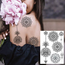 Load image into Gallery viewer, 53 Sheets Black Lace Temporary Tattoos Sticker Butterfly Flower Fake Tatoo Sticker Sexy  Black Henna Temporary Tattoos For Women
