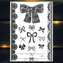 Load image into Gallery viewer, 53 Sheets Black Lace Temporary Tattoos Sticker Butterfly Flower Fake Tatoo Sticker Sexy  Black Henna Temporary Tattoos For Women
