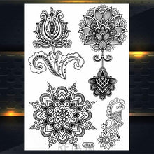 Load image into Gallery viewer, 53 Sheets Black Lace Temporary Tattoos Sticker Butterfly Flower Fake Tatoo Sticker Sexy  Black Henna Temporary Tattoos For Women
