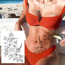 将图片加载到图库查看器，Realistic Tattoos Temporary Womens Flower Sticker Tattoos Waterproof Women Body Art Fake Legs Tattoo Stickers
