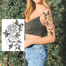 将图片加载到图库查看器，Realistic Tattoos Temporary Womens Flower Sticker Tattoos Waterproof Women Body Art Fake Legs Tattoo Stickers
