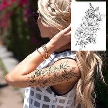 将图片加载到图库查看器，Realistic Tattoos Temporary Womens Flower Sticker Tattoos Waterproof Women Body Art Fake Legs Tattoo Stickers
