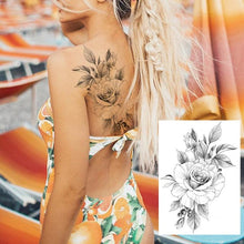 将图片加载到图库查看器，Realistic Tattoos Temporary Womens Flower Sticker Tattoos Waterproof Women Body Art Fake Legs Tattoo Stickers
