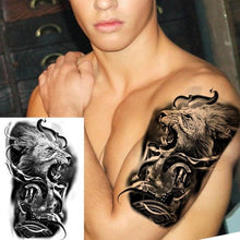 Load image into Gallery viewer, Big Black Tiger Tattoos Waterproof Leopard Tatoos Large Monster Body Arm Legs Tattoo Cool Tiger Face Temporary Tattoos For Women Men
