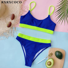 Load image into Gallery viewer, Swimwear Women Ribbed Bathing Suit Female Push Up Bikini Set Women's Bathing Suit Lace up Bikini Ribbed Two Piece Swimsuit Beachwear High Waist Bikini Women's Swimsuit
