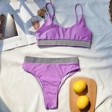 Load image into Gallery viewer, Swimwear Women Ribbed Bathing Suit Female Push Up Bikini Set Women's Bathing Suit Lace up Bikini Ribbed Two Piece Swimsuit Beachwear High Waist Bikini Women's Swimsuit
