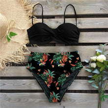 将图片加载到图库查看器，Bikini Female Swimsuit Women Swimwear Push Up Bikinis Set High Waist Swimming Suits Two Piece Set Women Swimsuit Solid Printed Bikini Push-Up Pad Swimwear Set Beachwear Ruffled Bathing Suit
