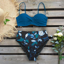 将图片加载到图库查看器，Bikini Female Swimsuit Women Swimwear Push Up Bikinis Set High Waist Swimming Suits Two Piece Set Women Swimsuit Solid Printed Bikini Push-Up Pad Swimwear Set Beachwear Ruffled Bathing Suit
