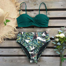 将图片加载到图库查看器，Bikini Female Swimsuit Women Swimwear Push Up Bikinis Set High Waist Swimming Suits Two Piece Set Women Swimsuit Solid Printed Bikini Push-Up Pad Swimwear Set Beachwear Ruffled Bathing Suit
