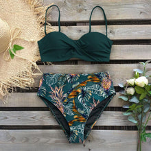 将图片加载到图库查看器，Bikini Female Swimsuit Women Swimwear Push Up Bikinis Set High Waist Swimming Suits Two Piece Set Women Swimsuit Solid Printed Bikini Push-Up Pad Swimwear Set Beachwear Ruffled Bathing Suit
