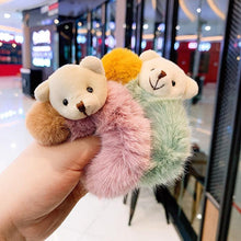 将图片加载到图库查看器，New Mink Fur Hair Rope Scrunchie Women Accessory Flurry Headband Hair Ties Elastic Fashion Hair Ring Women's Wristband Scrunchie Hairband Pom Pom Hair Tie Ring
