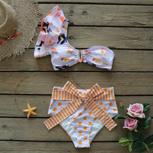 将图片加载到图库查看器，Two-Pieces Women Floral Push-Up Padded Bra Ruffles Bikini Set Swimsuit Swimwear Bathing Suit Beachwear Floral Printed Swimsuit Knotted String Triangle Bikini Tie Side High Cut Cheeky Bikini Set
