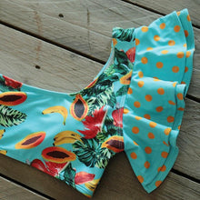将图片加载到图库查看器，Two-Pieces Women Floral Push-Up Padded Bra Ruffles Bikini Set Swimsuit Swimwear Bathing Suit Beachwear Floral Printed Swimsuit Knotted String Triangle Bikini Tie Side High Cut Cheeky Bikini Set
