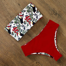 将图片加载到图库查看器，Bikini Swimwear Swimsuit Women Floral Print High Waist Bikini Set Back Cross Bathing Suit Female Beach Wear Women's Bikini Swimsuits Strapless Two Pieces Bathing Suits

