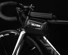 Load image into Gallery viewer, Black Bike Bag Frame Front Top Tube Cycling Bag Waterproof Phone Case Touchscreen Bag  Pack Bicycle Accessories Bike Bicycle Bag Waterproof Bike Phone Mount Bag Front Frame Top Tube Handlebar Bag Touch Screen Holder Case For Cell Phones 6.6in
