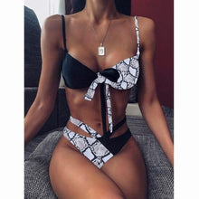 将图片加载到图库查看器，Women High Waist Bikini Swimsuit Swimwear Female Women Metal Ring Cross Bandage Bikini Set Swimsuit Two Piece Cutout Tie Back Bathing Suit Thong Bikini Set Bathing Suit Bather
