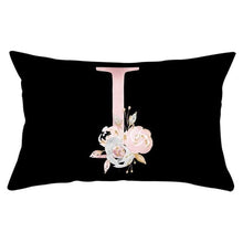 Load image into Gallery viewer, New Light Letter Flower Pillow Covers Alphabet Decorative Pillow Cases ABC Letter Flowers Cushion Covers Black Plush Pillow Case Super Soft Living Room Decorative Cushion Cover Elegant Soft Design 30x50cm
