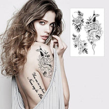 Load image into Gallery viewer, 49 Sheets Waterproof Temporary Black Sketches Flowers Tattoo Stickers Flower Rose Tattoos For Women Adults
