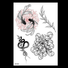 Load image into Gallery viewer, 49 Sheets Waterproof Temporary Black Sketches Flowers Tattoo Stickers Flower Rose Tattoos For Women Adults
