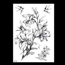 Load image into Gallery viewer, 49 Sheets Waterproof Temporary Black Sketches Flowers Tattoo Stickers Flower Rose Tattoos For Women Adults
