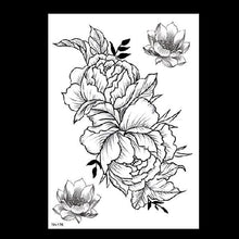 Load image into Gallery viewer, 49 Sheets Waterproof Temporary Black Sketches Flowers Tattoo Stickers Flower Rose Tattoos For Women Adults
