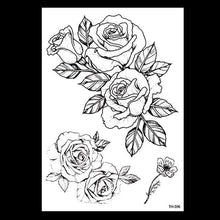 Load image into Gallery viewer, 49 Sheets Waterproof Temporary Black Sketches Flowers Tattoo Stickers Flower Rose Tattoos For Women Adults
