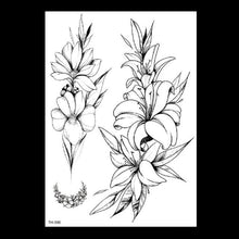 Load image into Gallery viewer, 49 Sheets Waterproof Temporary Black Sketches Flowers Tattoo Stickers Flower Rose Tattoos For Women Adults
