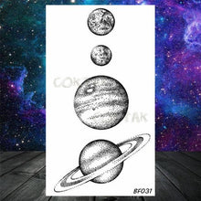 Load image into Gallery viewer, Realistic Small Planets Temporary Tattoos Arm Waterpoof Black Sticker Space Planets For Girls And Boys
