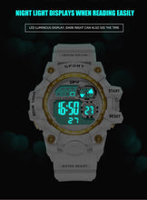 将图片加载到图库查看器，Digital Watches For Women School Girl Student  Transparent Color Water Resistent Silicone Strap Stopwatch Alarm Countdown Dual Time Ultra Super Wide-Angle Display Digital Wrist Watches For Men Women
