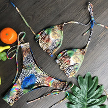 Load image into Gallery viewer, Women Push-up Bikini Swimwear Adjustable Swimsuit Bathing Suit Beachwear Women's Tie Bikini Lace Up Bottom String Swimsuit Bandage Swim Beach Wear Summer Comfortable Bikini Set
