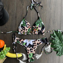Load image into Gallery viewer, Women Push-up Bikini Swimwear Adjustable Swimsuit Bathing Suit Beachwear Women's Tie Bikini Lace Up Bottom String Swimsuit Bandage Swim Beach Wear Summer Comfortable Bikini Set
