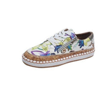 将图片加载到图库查看器，New Popular Womens Shoes Colorful Beautiful Flower Printing Shoes Lace-up Flat Women's Casual Womens Sneakers High-Quality Women's White Sports Casual Couple Shoes Summer Trainers Walking Sneakers
