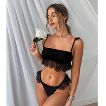 将图片加载到图库查看器，New Bikini Set Women Solid Female Cut Bikinis Swimwear Push Up Swimsuit Bath Suit Women's Bikini Padded Cutout Strappy Halter Swimsuits Two Piece Bathing Suits
