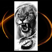 Load image into Gallery viewer, Luxury Tiger Temporary Tattoos Fox Wolf Fake Tattoo Sticker Realistic Black Animal Temporary Tattoo Stickers For Mens
