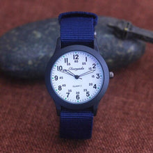 将图片加载到图库查看器，Students Learning Time Quartz Watches Girls Water Resistant Gifts Clock Kids Canvas Fashion Wristwatches Dark Watches For Men Waterproof  Field Outdoor Sport Mens Wristwatch With Nylon Band
