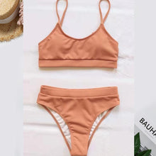 Load image into Gallery viewer, Swimwear Women Ribbed Bathing Suit Female Push Up Bikini Set Women's Bathing Suit Lace up Bikini Ribbed Two Piece Swimsuit Beachwear High Waist Bikini Women's Swimsuit
