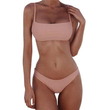 Load image into Gallery viewer, Push Up Bikini Set Swimsuits High Waist Swimwear Women Ribbed Bathing Suits Brazilian Bikinis Swimsuit for Women  Bottom Triangle Bikinis Top Bathing Suit
