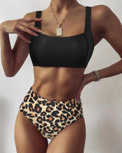 Load image into Gallery viewer, Women Leopard Print Swimsuit Women's Bikini One Shoulder Top High Waist Bottom Two Piece Swimsuits Women Push Up Bikini Set One Shoulder Beachwear Summer Leopard Bathing Suit High Waist Swimwear For Women
