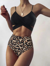 Load image into Gallery viewer, Women Leopard Print Swimsuit Women's Bikini One Shoulder Top High Waist Bottom Two Piece Swimsuits Women Push Up Bikini Set One Shoulder Beachwear Summer Leopard Bathing Suit High Waist Swimwear For Women
