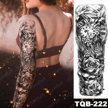 Load image into Gallery viewer, Full Arm Temporary Tattoos 8 Sheets and Half Arm Shoulder Waterproof Tattoos Elegant Large Lion Sleeve Sticker Tattoo Waterproof Temporary Big Wolf Tatoos For Men and Women
