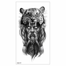 将图片加载到图库查看器，Big Tiger Lion Waterproof Temporary Sticker Tattoo Arm Legs Fake Tattoo Stickers For Adults Realistic Luxury Design For Mens Womens
