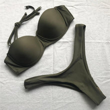 Load image into Gallery viewer, Bikini Push Up Swimsuit Female Swimwear Women's Bathing Suits Push Up Underwire Bikini Set Padded Two Piece Swimsuits Women Two-pieces Durable Bikini Set With Bra Cup Modern Bathing Suit

