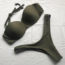 Load image into Gallery viewer, Bikini Push Up Swimsuit Female Swimwear Women's Bathing Suits Push Up Underwire Bikini Set Padded Two Piece Swimsuits Women Two-pieces Durable Bikini Set With Bra Cup Modern Bathing Suit
