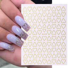 将图片加载到图库查看器，Gold 3D Nail Sticker Curve Stripe Lines Nails Stickers Gradient Adhesive Striping Tape Nail Foil Nail Art Stickers Decals Silver Strip Line Nail Decal Self-Adhesive 3D Wave Decal Decoration Metallic Curve Design Decoration for Women Girls
